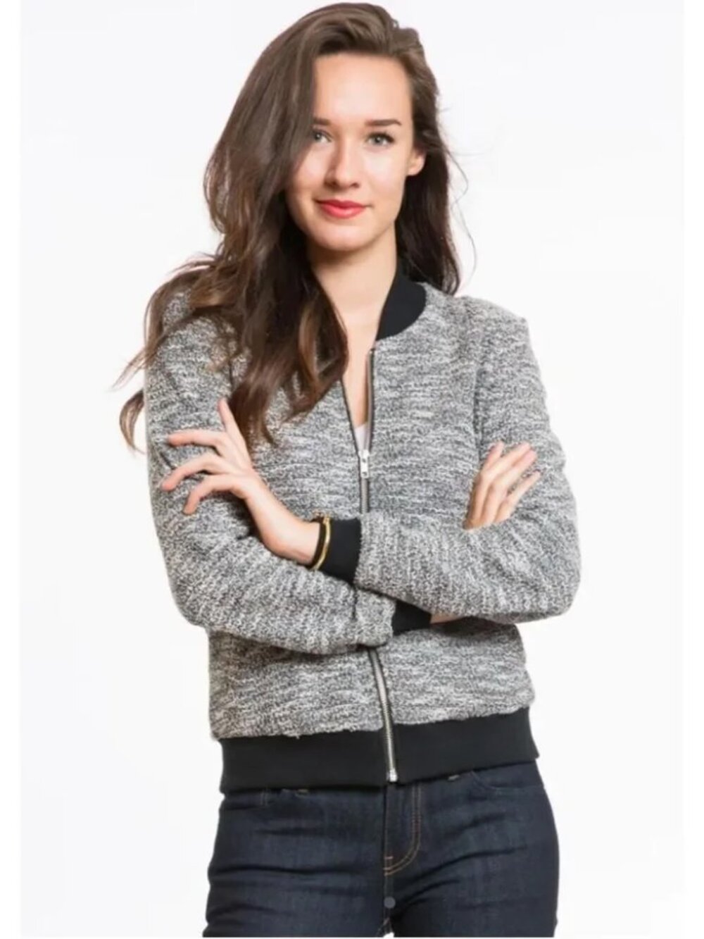 Marine Layer Pippa Tweed Bomber Jacket in XS